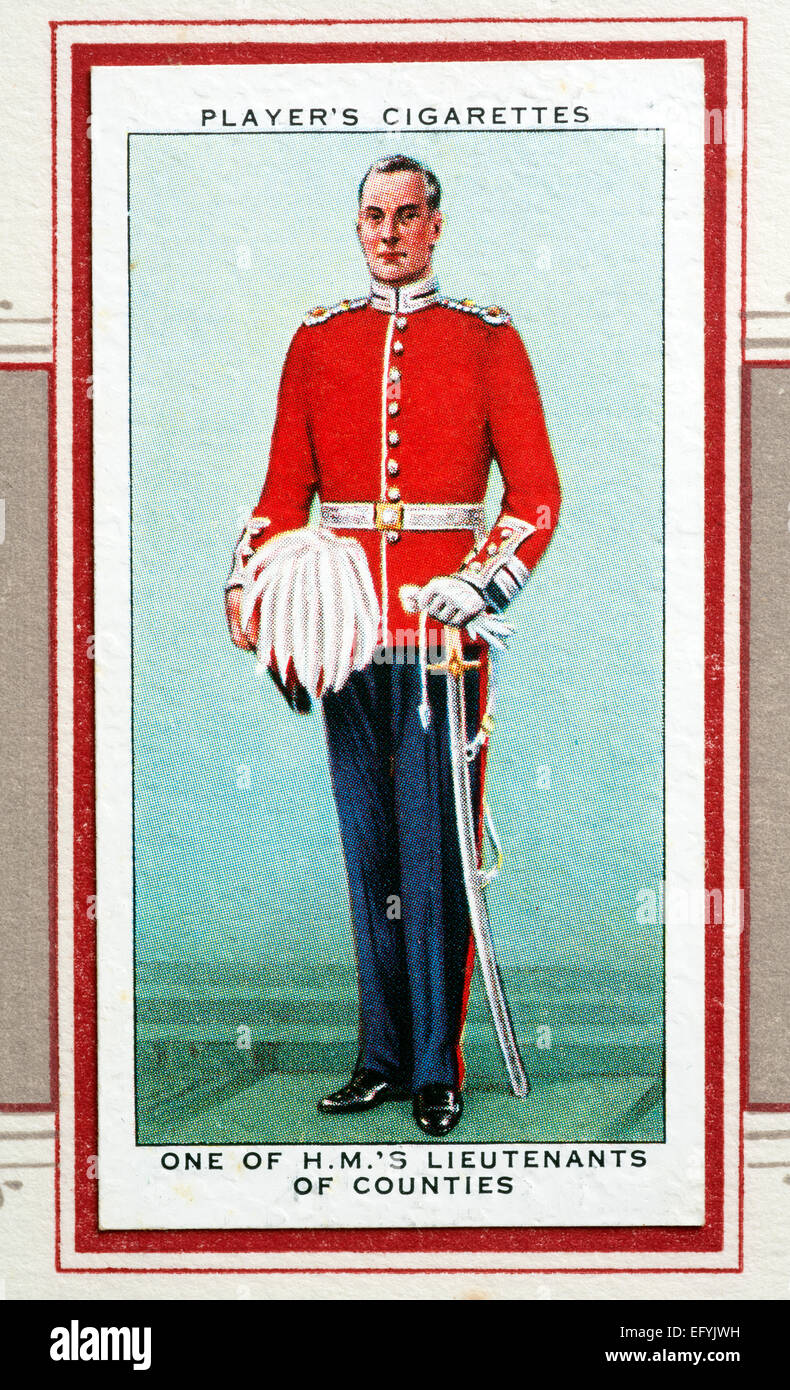 Player`s cigarette card - One of H.M.`s Lieutenants of Counties. Stock Photo